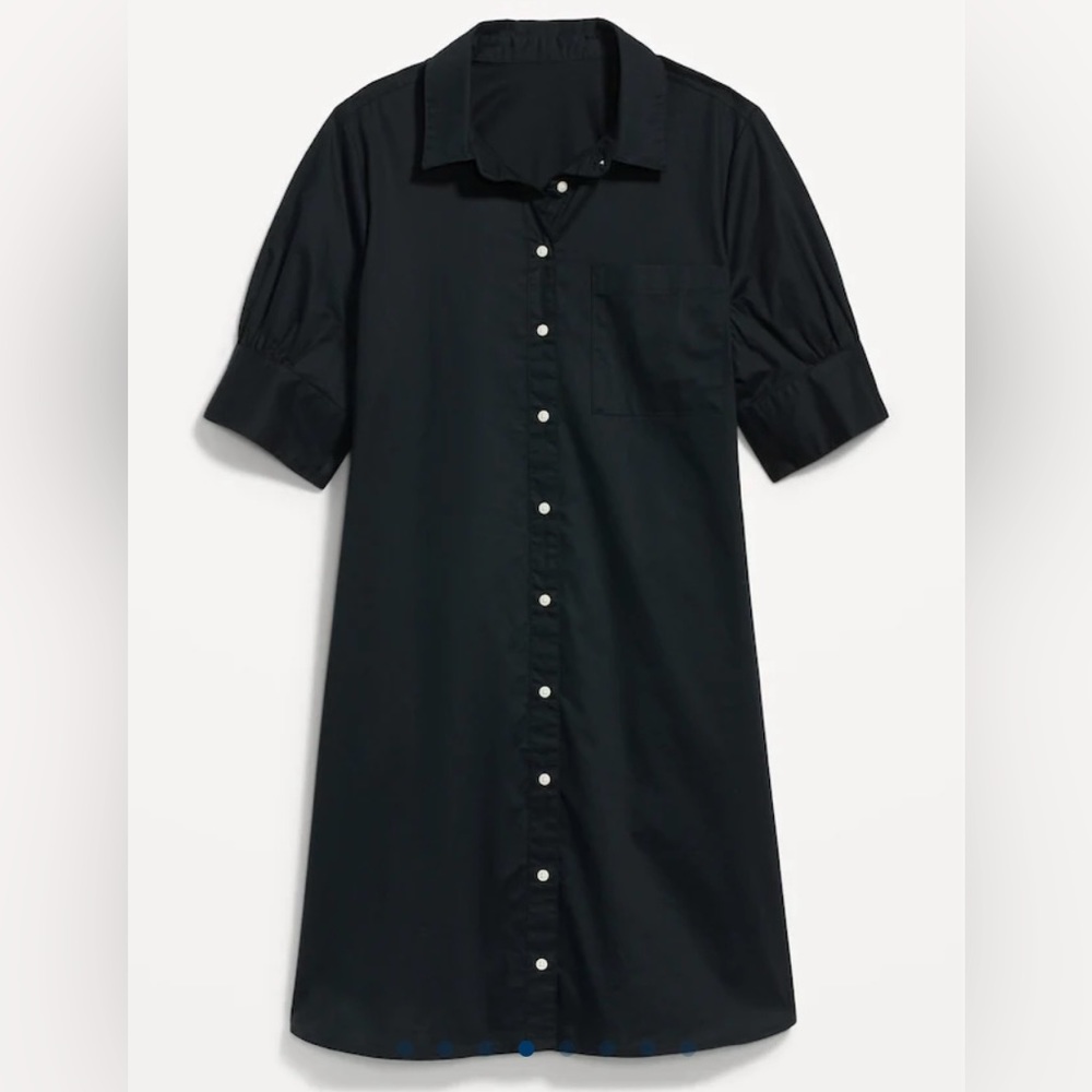 Old Navy Short Sleeve Shirt Dress in black, size M